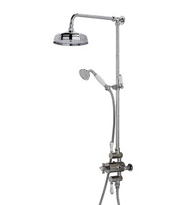 DUNBAR THERMOSTATIC PERIOD SHOWER VALVE & TRADITIONAL HEAD WITH FIXED RAIL KIT