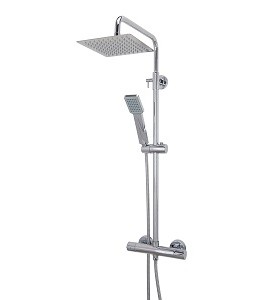 NAIRN SERIES 2 EXPOSED THERMOSTATIC SHOWER VALVE & SQUARE HEAD WITH FIXED RAIL KIT