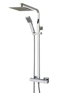 ORKNEY SERIES 2 EXPOSED THERMOSTATIC SHOWER VALVE & SQUARE HEAD WITH FIXED RAIL KIT