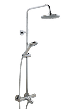 STROMA THERMO BATH SHOWER MIXER & ROUND HEAD WITH FIXED RAIL KIT