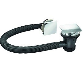 ASP SQUARE PUSH BUTTON BATH WASTE WITH OVERFLOW