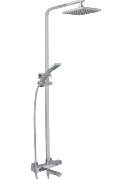 GALSTON THERMO BATH SHOWER MIXER & SQUARE HEAD WITH FIXED RAIL KIT