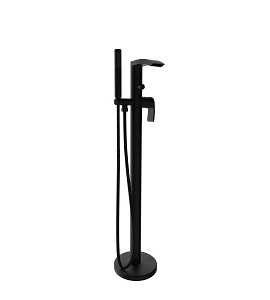 COLL BLACK FLOOR STANDING BATH SHOWER MIXER & KIT