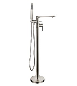 RONA BRUSHED NICKEL FLOOR STANDING BATH SHOWER MIXER AND SHOWER KIT