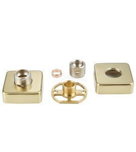 STAINLESS STEEL SQUARE SHOWER FIXING BRACKETS - BRUSHED BRASS FINISH