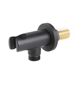 ROUND SHOWER WALL OUTLET & HANDSET HOLDER - BLACK FINISH