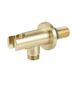 ROUND SHOWER WALL OUTLET & HANDSET HOLDER - BRUSHED BRASS FINISH