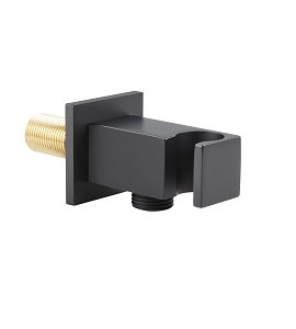 SQUARE SHOWER WALL OUTLET & HANDSET HOLDER - BLACK FINISH