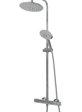 AYTON COOL TOUCH THERMO SHOWER VALVE & ROUND HEAD WITH FIXED RAIL KIT