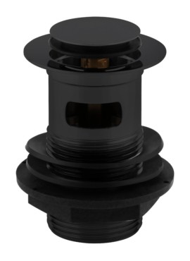 BLACK MINI PUSH BUTTON WASHBASIN WASTE - SLOTTED