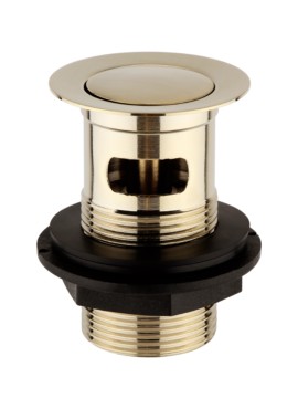 BRUSHED BRASS MINI PUSH BUTTON WASHBASIN WASTE - SLOTTED