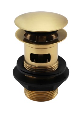 BRUSHED BRASS PUSH BUTTON BASIN WASTE SLOTTED