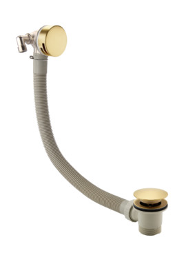 BRUSHED BRASS BATH COMBI FILLER (ROUND) CLICK WASTE & OVERFLOW